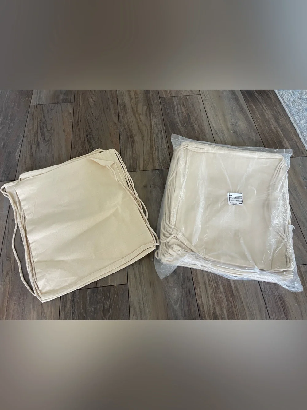 Beige canvas drawstring cotton backpacks 15 bag in total brand new never used